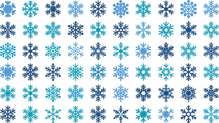 Abstract blue snowflake icons vector bundle featuring winter holiday frozen geometric patterns and Christmas celebration design shapes © ALOMGIR