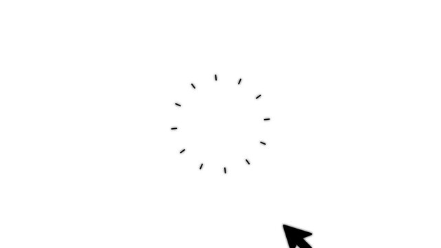 A black computer mouse cursor arrow pointing towards the bottom right corner on a plain white background for digital interface navigation