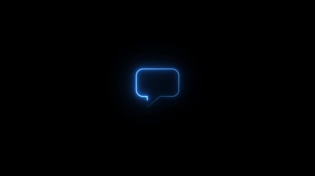 Glowing neon color message text box icon conversation notice message icon. Motion Graphic concept animation.