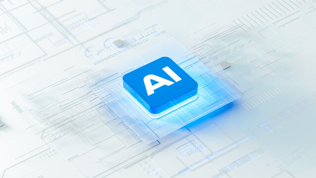 AI technology chip on a digital circuit background design