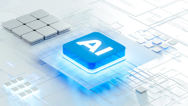 AI technology chip on a digital circuit background design
