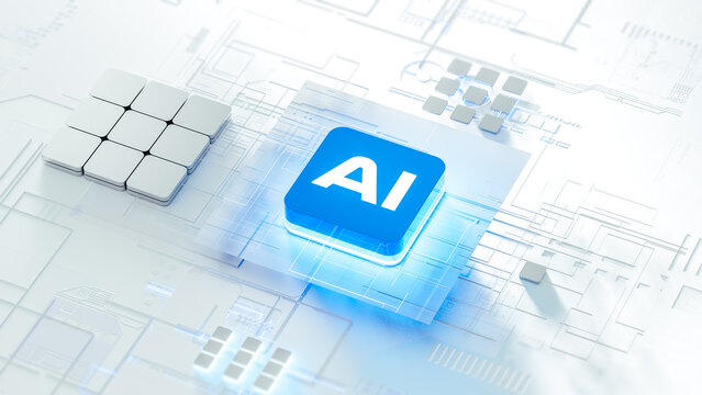AI technology chip on a digital circuit background design