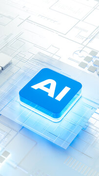 AI technology chip on a digital circuit background design