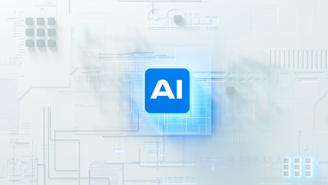 AI technology chip on a digital circuit background design