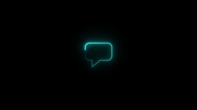 Glowing neon color message text box icon conversation notice message icon. Motion Graphic concept animation.