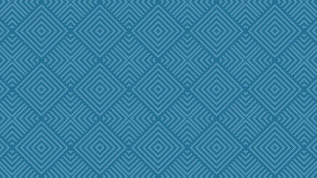Seamless geometric pattern with concentric diamonds and chevron accents in calming blue tones for