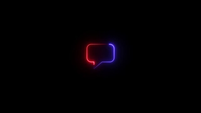 Glowing neon color message text box icon conversation notice message icon. Motion Graphic concept animation.