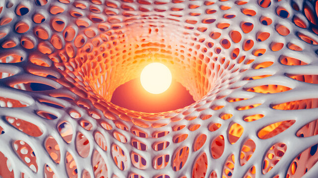Illuminated organic shape with a detailed pattern