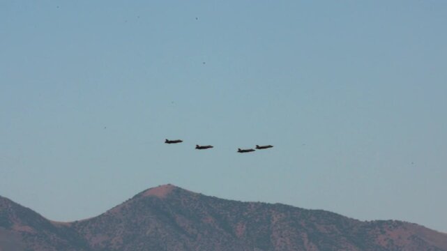 Four U.S. Air Force F-35A jets soar over North Ogden, Utah, as part of a statewide flyover celebrating the nation&rsquo;s 250th birthday.