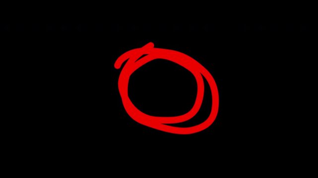 Red circular arrow with a simple outline of a red circle on a dark background. Suitable for design elements, backgrounds, and presentations.