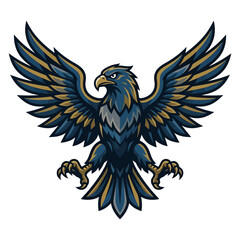 Obraz premium Majestic Eagle Avatar - Dark Blue, Gold Wings, Fierce Gaze, Symbol of Power