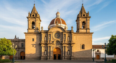 Obraz premium Majestic Cathedral Facade - Religious Architecture, European Style