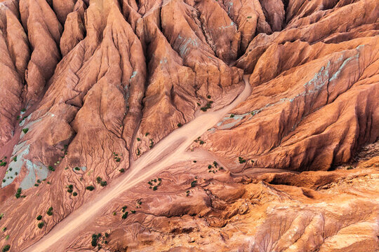 Atacama earth texture of eroded rock in Valle Arcoiris