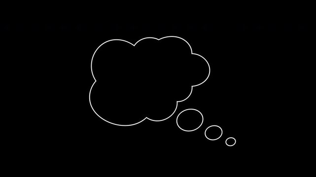 Thinking cartoon cloud shape symbol for graphic design, suitable for cartoons, illustrations, presentations, childrens books, and social media.