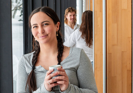 Students enjoying a coffee break indoors