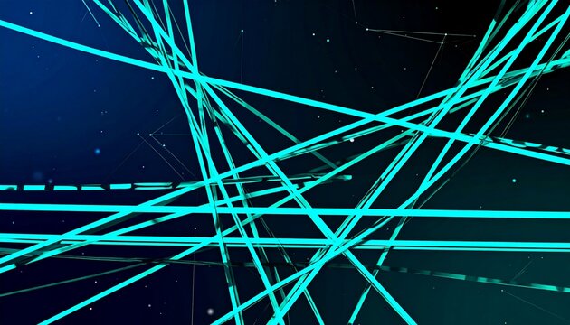 A striking 3d illustration depicting a complex network of intersecting turquoise line