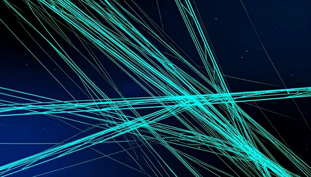 A striking 3d illustration depicting a complex network of intersecting turquoise line