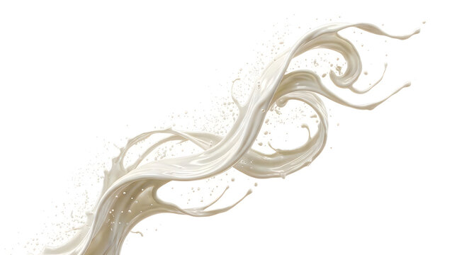 Fresh white milk splash moving in a dynamic swirl shape