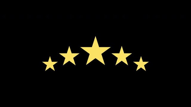 Rating stars formation symbol with five stars, suitable for awards, ratings, and design elements for educational or entertainment projects.