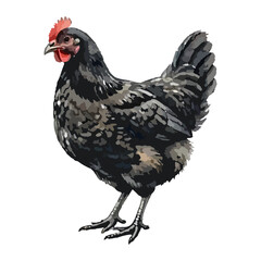 Watercolor vector illustration of a chicken © Menhikki