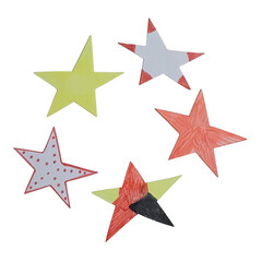 Obraz premium Set of colorful flying paper airplanes on white background vector