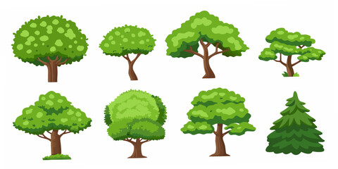 Collection Of Cartoon Style Green Trees And Shrubs © Rakesh