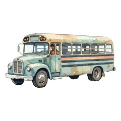 School bus watercolor vector illustration © Menhikki