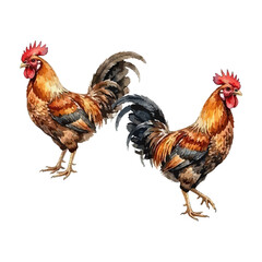 Rooster watercolor vector illustration © Menhikki