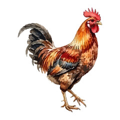 Rooster watercolor vector illustration © Menhikki