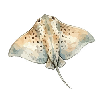 Vector watercolor illustration of a stingray