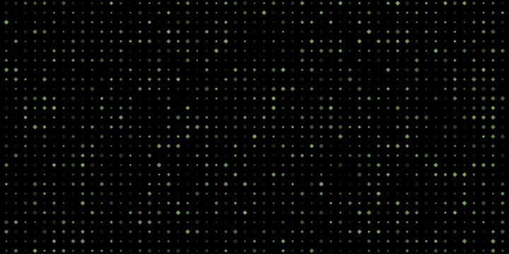 Binary code matrix on black background, a digital data stream of ones and zeros.