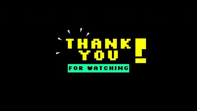 Thank you for watching text with green rectangle accent mark on black background. Suitable for greeting cards, social media posts, and thank you messages.