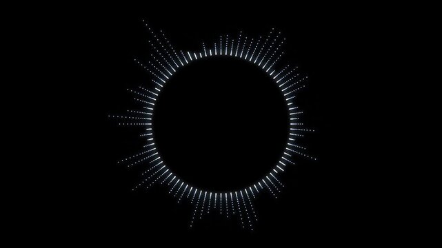 4K Circular Audio Spectrum Visualizer.Dynamic glowing music equalizer animation overlay pattern for video effects.
