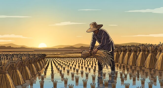 Rice Farmer at Sunrise. (9)