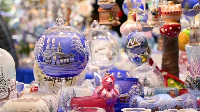 Christmas Market Stall with Handmade Holiday Decorations
