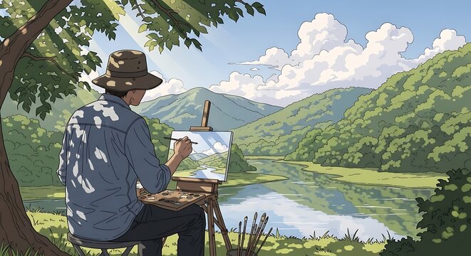 Artist Painting Scenery.