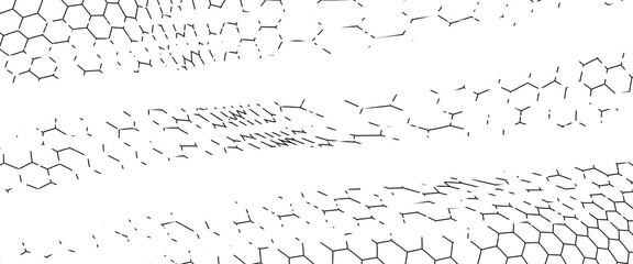 Fishing or soccer net. Repeated hexagon pattern. Black wired mesh texture isolated on white background. Metallic or fabric fence, cage or lattice structure. Vector graphic Illustration. © Sukriaydi Achmad