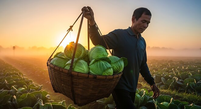 Cabbage Harvest Morning.