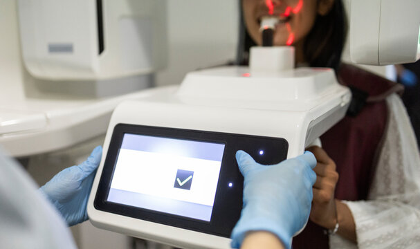 Dental clinic patient undergoing digital imaging