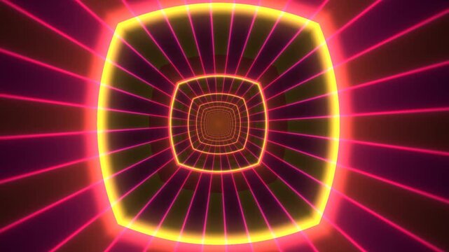 Futuristic Hyperloop Tunnel with Glowing Neon Light Streaks Representing Fast Velocity and Interstellar Speed in a Digital Abstract Cyberpunk Dimensional Corridor for Cinematic Background