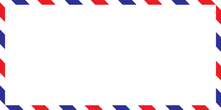 Light grey rectangle framed by a classic red and blue striped border, reminiscent of old airmail envelopes and postal communication.