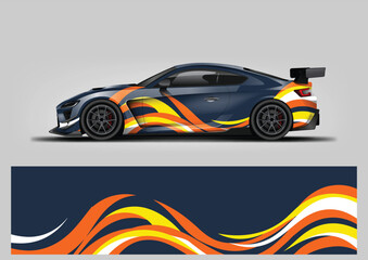 Modern Racing Orange and Yellow Flame Car Wrap Vector Design © Lancar