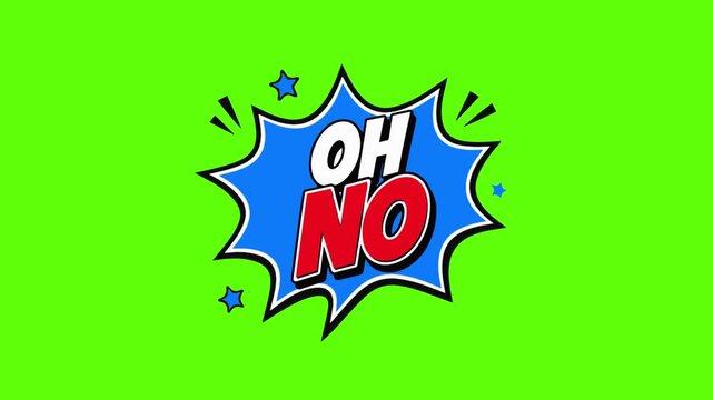 OH NO Comic Pop Art Retro Speech Bubble Explosion Green Screen 4K