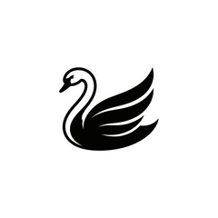 Fototapeta premium Minimalist swan logo with stylized wings and neck