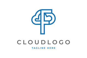 Obraz premium Cloud Logo, letter F with Cloud icon combination, suitable Brand and Company logos, Vector Illustration