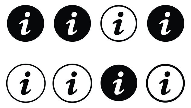 information icon set info button symbol flat style black help logo for interface navigation and application design
