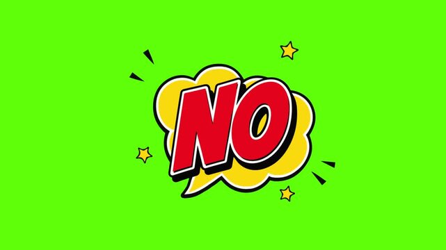NO Comic Pop Art Retro Cloud Speech Bubble Green Screen 4K