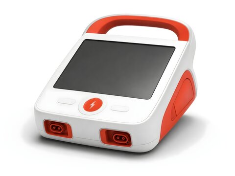 Automated External Defibrillator AED Device with Blank Screen Isolated on White