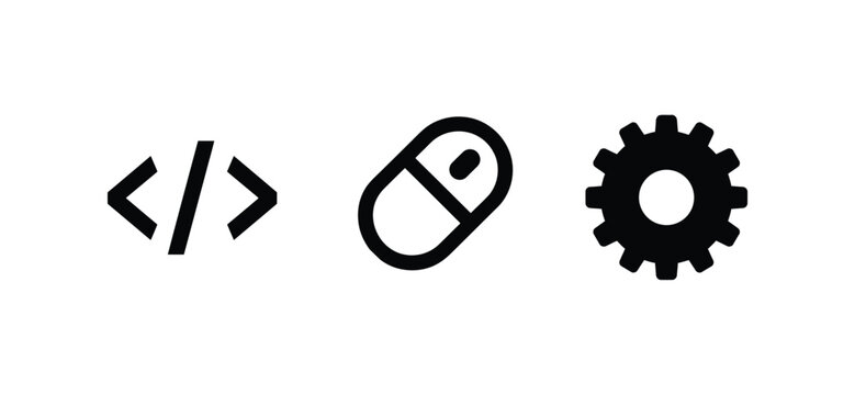 Code vector icon showing web mouse and system gear with software
