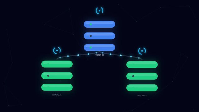 2D Animation Concept of Database Synchronization Data Replication 4K